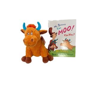 Kohl's Cares Dr Seuss Mr. Brown Can Moo Can You Orange Cow Plush 14" & Book NWT